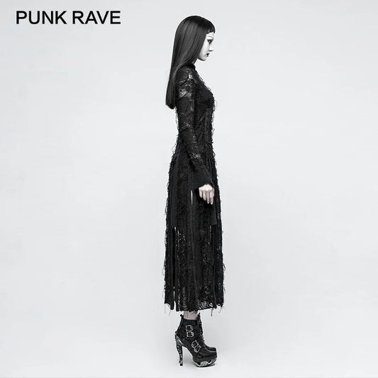 PUNK RAVE Gothic Retro Lace Rope Dress – Steampunk Inspired Sexy Rock Party Wear for Women