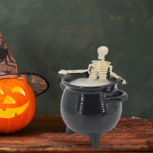 1Pcs Halloween Skeleton Candle – Long Burning Gothic Cauldron Bathing Skull Candle